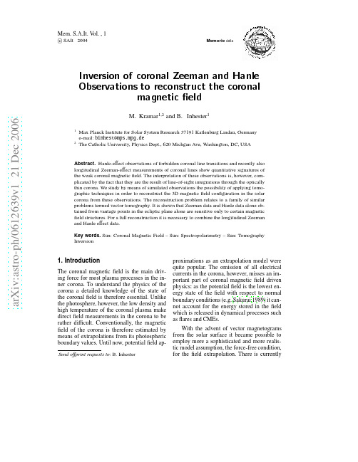 Inversion of coronal Zeeman and Hanle Observations to reconstruct the coronal magnetic fiel