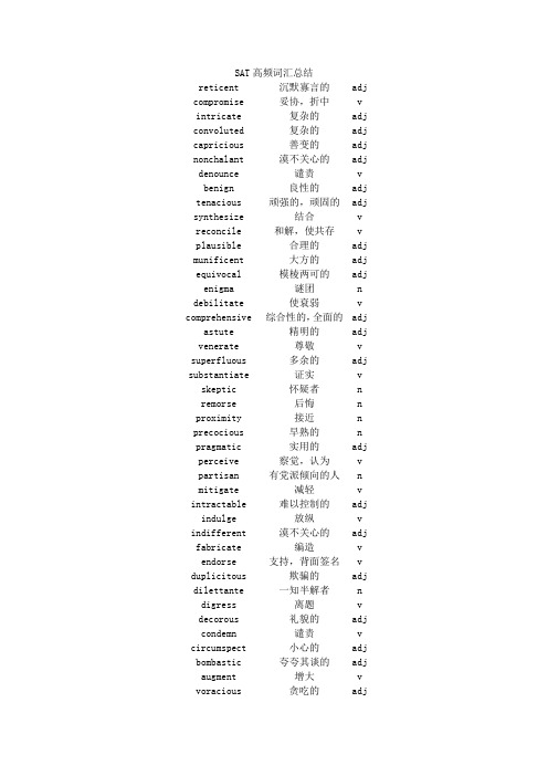 SAT高频词汇总结