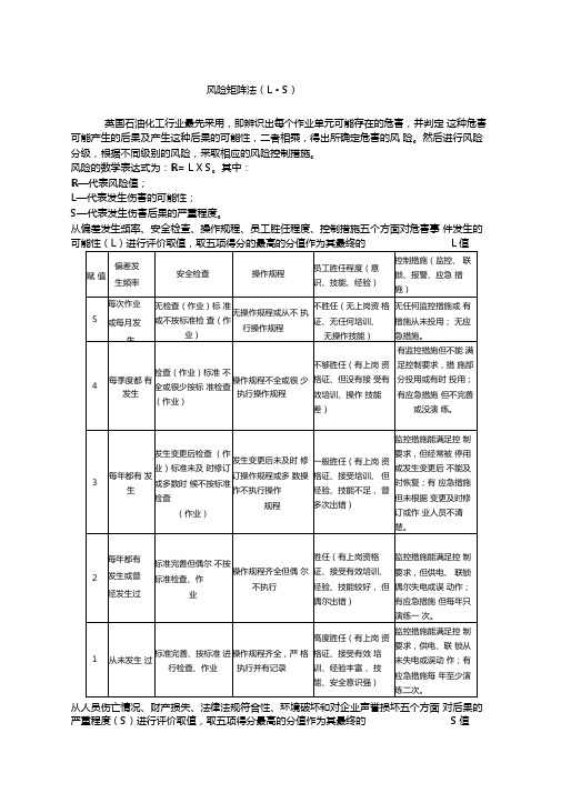 安全风险评价风险矩阵法LSLEC法