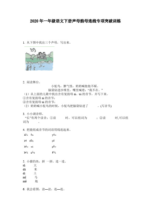 2020年一年级语文下册声母韵母连线专项突破训练