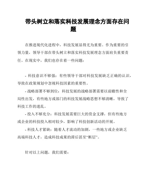 带头树立和落实科技发展理念方面存在问题