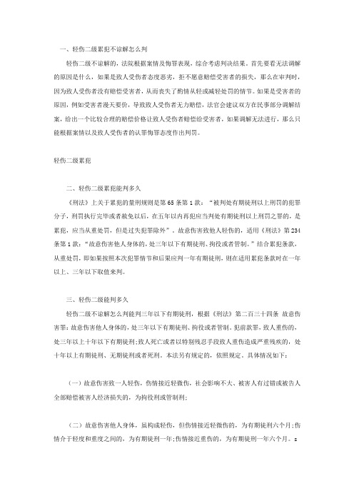 轻伤二级累犯不谅解怎么判