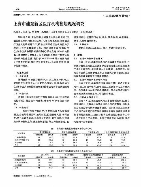 上海市浦东新区医疗机构控烟现况调查