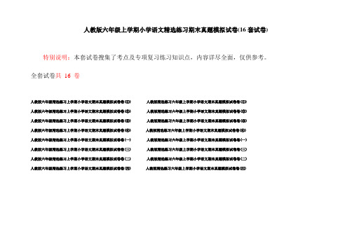 人教版六年级上学期小学语文精选练习期末真题模拟试卷(16套试卷)