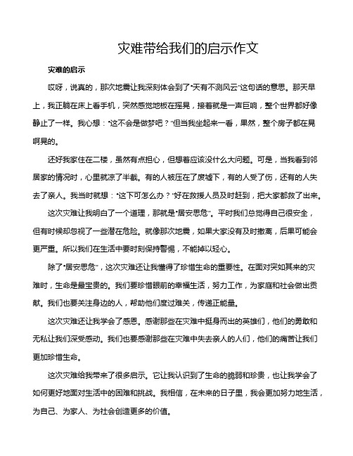 灾难带给我们的启示作文