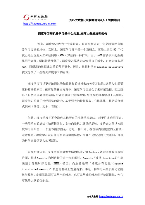 深度学习和机器学习是什么关系_光环大数据培训机构