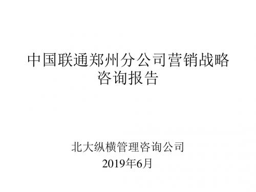 中国联通郑州分公司营销战略咨询报告-0628