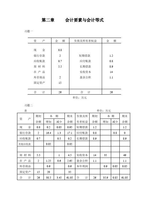 初级会计学课后答案