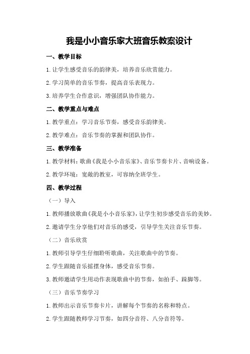 我是小小音乐家大班音乐教案设计