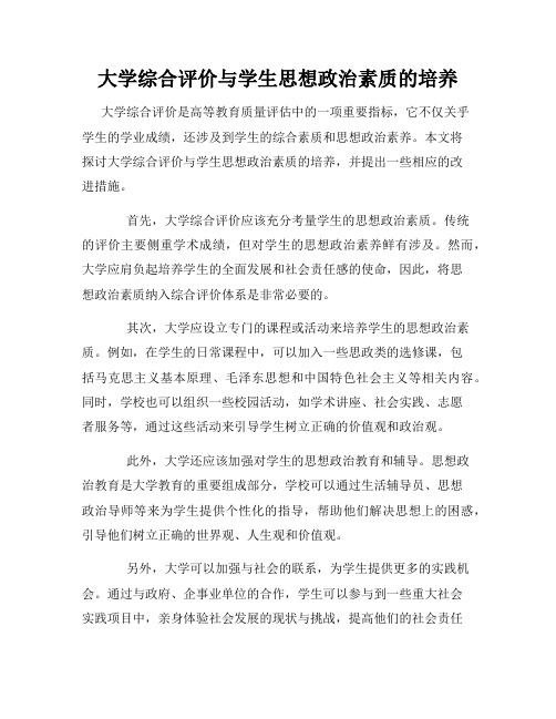 大学综合评价与学生思想政治素质的培养