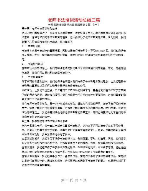 教师书法培训活动总结三篇2篇