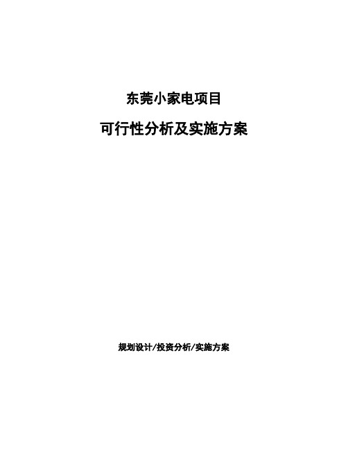 东莞小家电项目可行性分析及实施方案