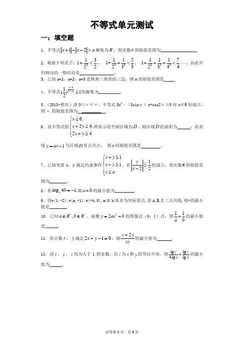 (完整版)高中不等式难题