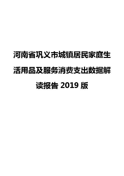 河南省巩义市城镇居民家庭生活用品及服务消费支出数据解读报告2019版