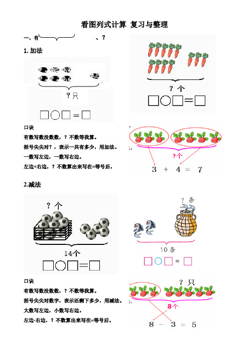 小学数学人教2011课标版一年级看图列式计算复习与整理