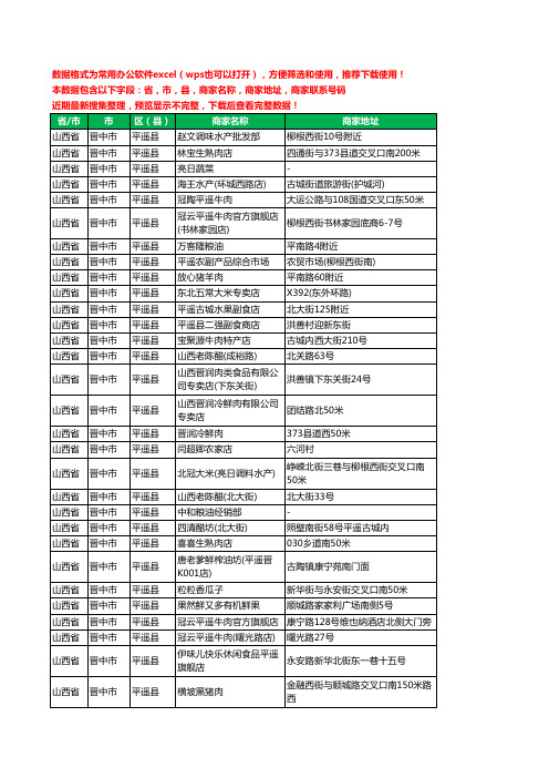 2020新版山西省晋中市平遥县农产品行业工商企业公司商家名录名单联系电话号码地址大全409家