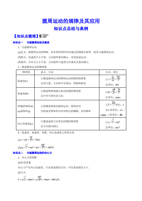 圆周运动的规律及其应用 知识点总结与典例(最新)