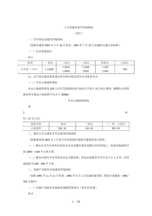 建设项目用地指标