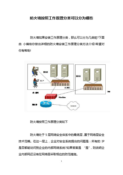 防火墙按照工作原理分类可以分为哪些