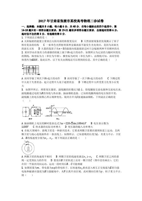 物理_2017年甘肃省张掖市某校高考物理二诊试卷_复习