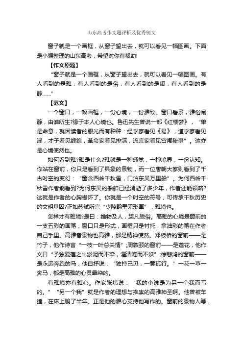 山东高考作文题评析及优秀例文_作文3000字_高考作文_