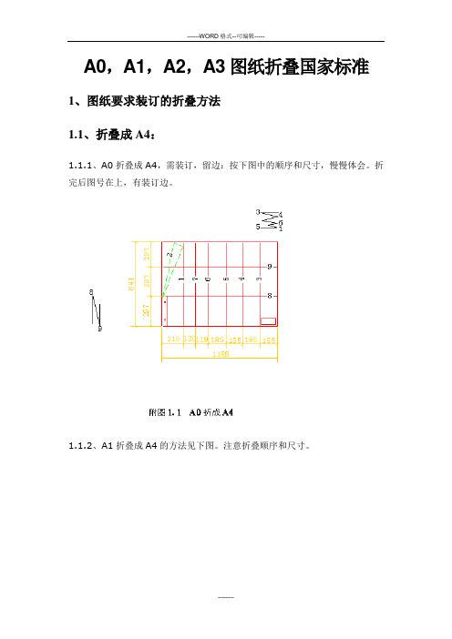 A0,A1,A2,A3图纸折叠国家标准