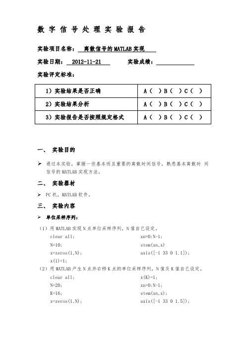 离散信号的MATLAB实现