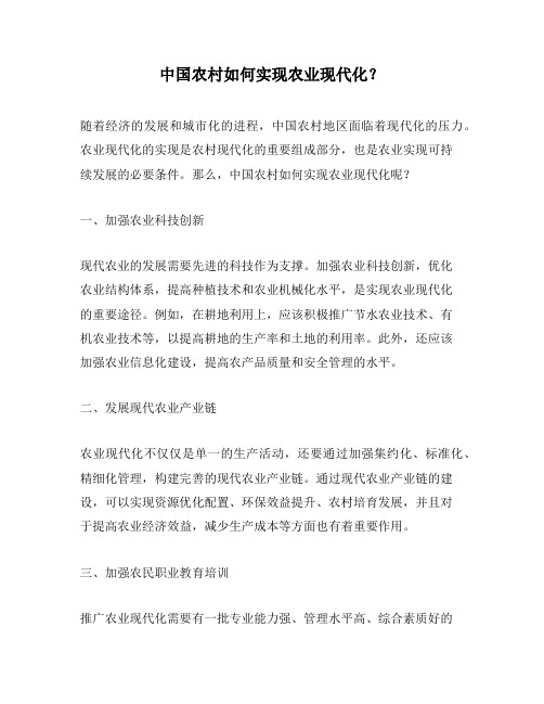 中国农村如何实现农业现代化?