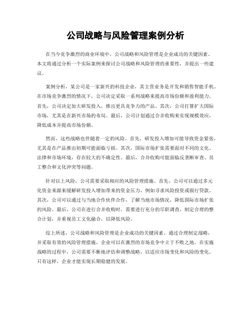 公司战略与风险管理案例分析