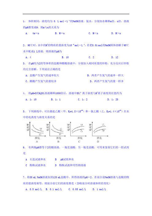 浙江省宁波市第二中学2015-2016学年高二上学期9月化学