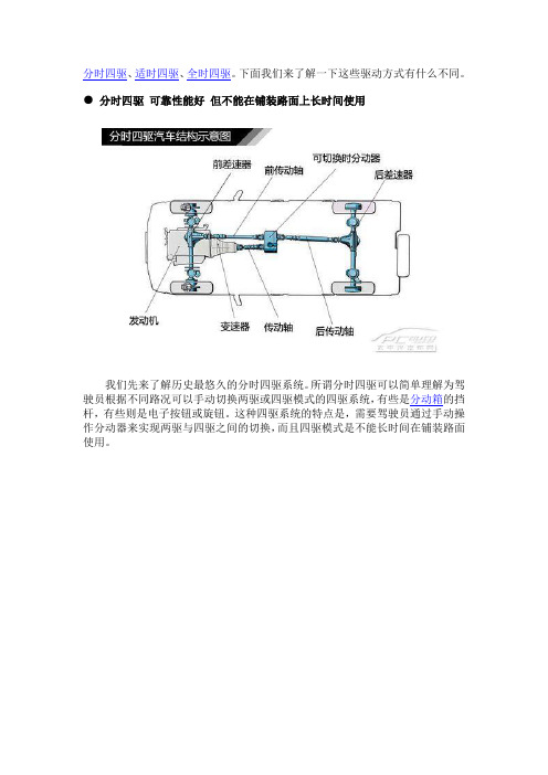 分时四驱、适时四驱、全时四驱