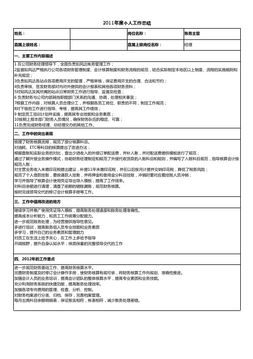 2011年度个人工作总结() - 副本