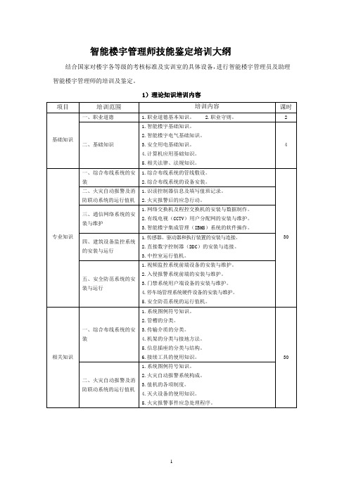 智能楼宇管理师技能鉴定培训大纲