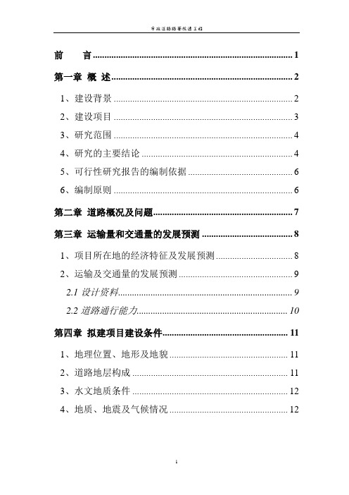 某市政道路路面改造工程可行性研究报告