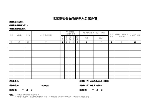 北京市社会保险参保人员减少表