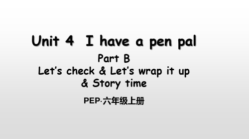 六年级上册英语(人教版PEP)Unit 4I have a pen pal  Part B 第四课时课件