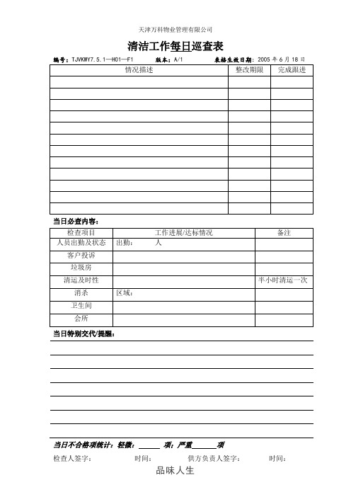 清洁工作每日巡查表(表).doc