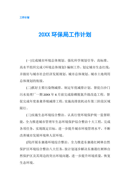 20XX环保局工作计划