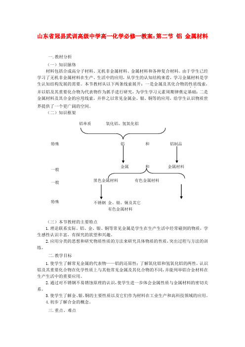 山东省冠县武训高级中学高中化学 第二节 铝 金属材料教案 新人教版必修1