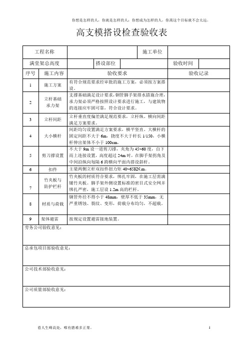 (新)高支模搭设检查验收表