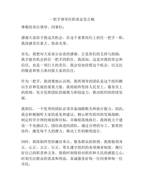 一把手领导任职表态发言稿