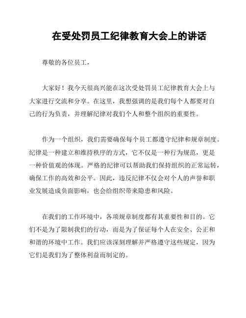 在受处罚员工纪律教育大会上的讲话