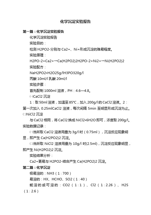 化学沉淀实验报告