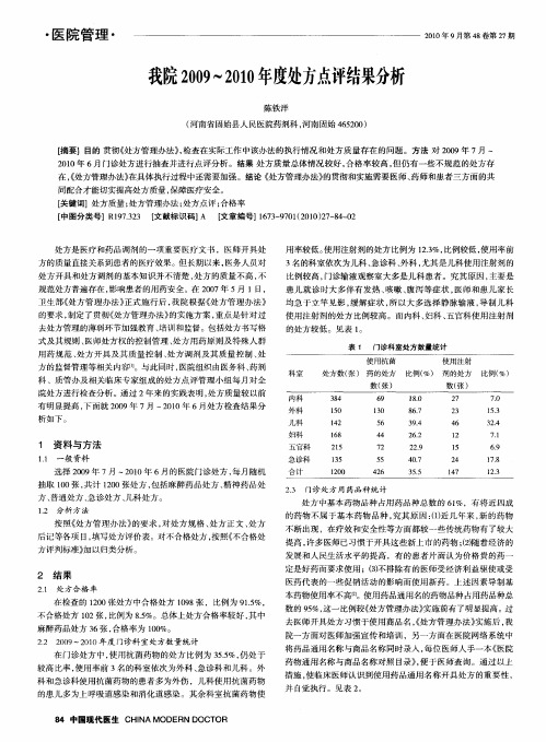 我院2009-2010年度处方点评结果分析