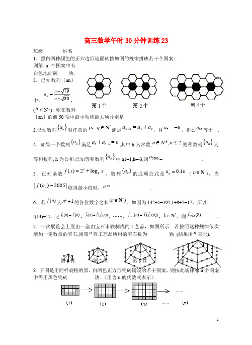 江苏省扬中市第二高级中学高考数学 午时30分钟训练23