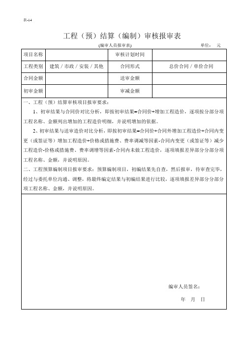 表14-工程(预)结算审核报审表