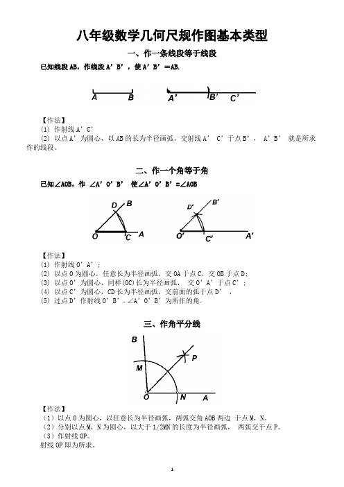 初中数学八年级下册几何尺规作图基本类型总结(共五种)