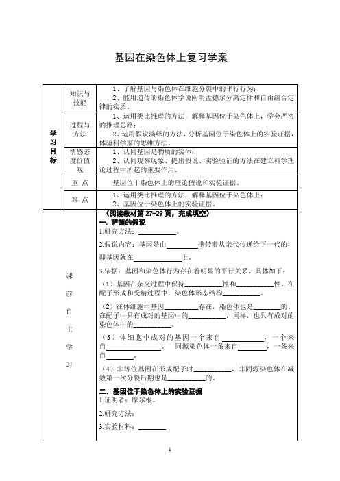 基因在染色体上复习学案