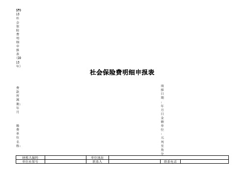 SF013社会保险费明细申报表(2013年)