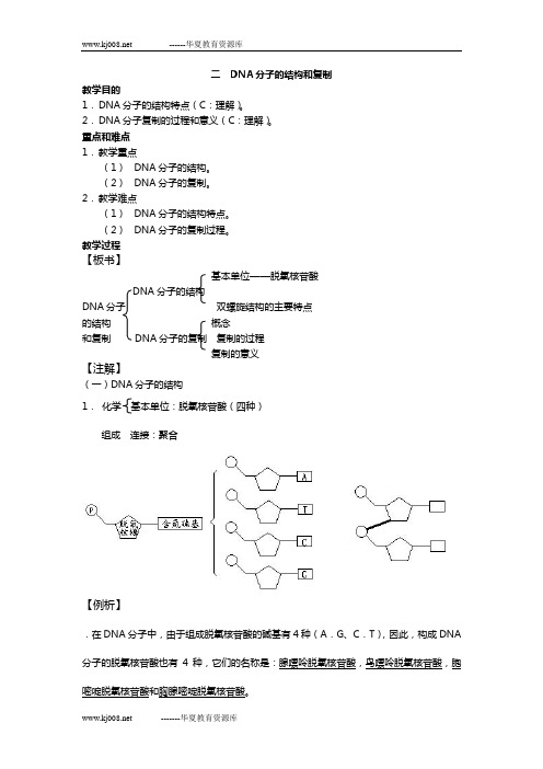 高中生物第一轮复习 必修2 6-1-2遗传的物质基础之DNA分子的结构和复制